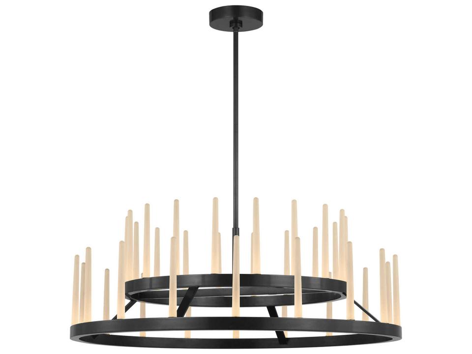 Sagrada 36-Inch 36-Light Two-Tier Chandelier in Bronze with Etched Crystal
