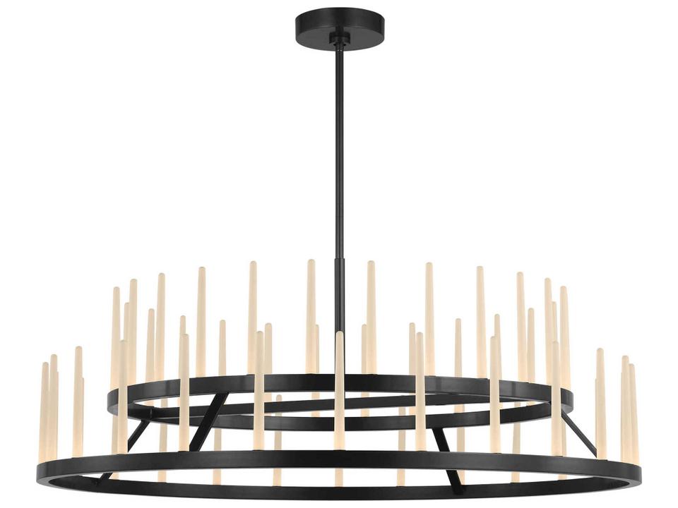 Sagrada 52-Light LED Chandelier in Bronze with Etched Crystal by Sean Lavin