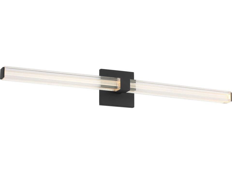 Reiya Square 30 Inch LED Vanity Light in Nightshade Black with Etched Acrylic Diffuser