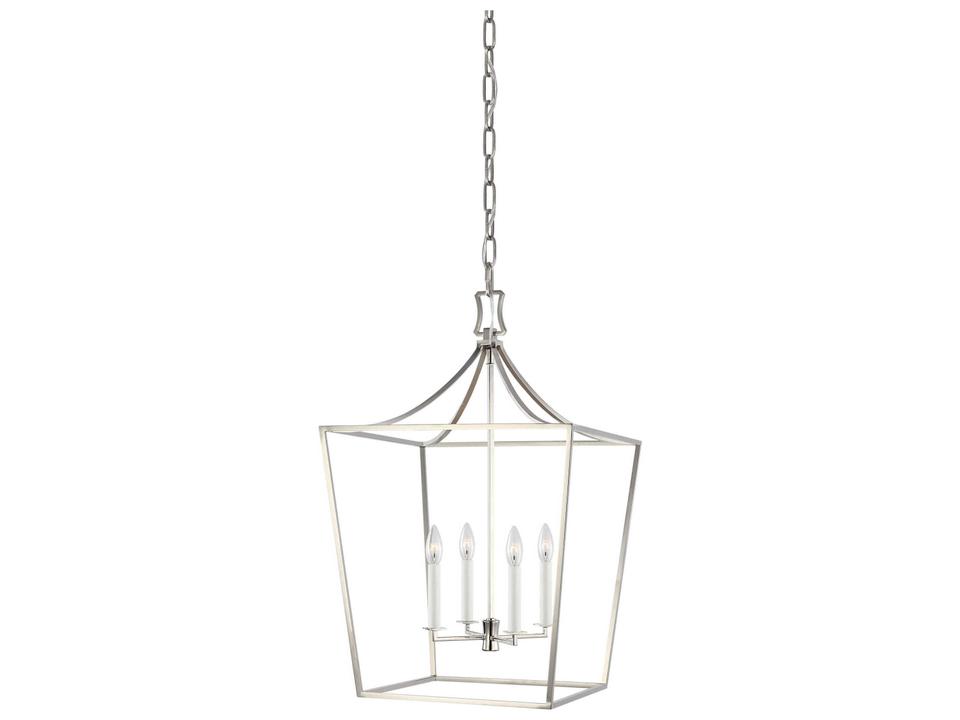 4-Light Southold Lantern Chandelier in Polished Nickel
