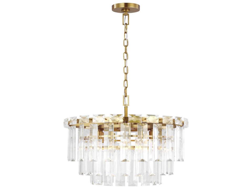 10-Light Arden Chandelier in Burnished Brass with Glass Panels