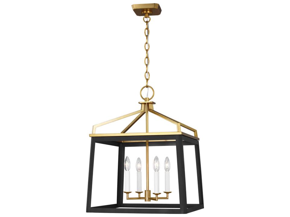 Carlow 4-Light Chandelier in Midnight Black and Burnished Brass