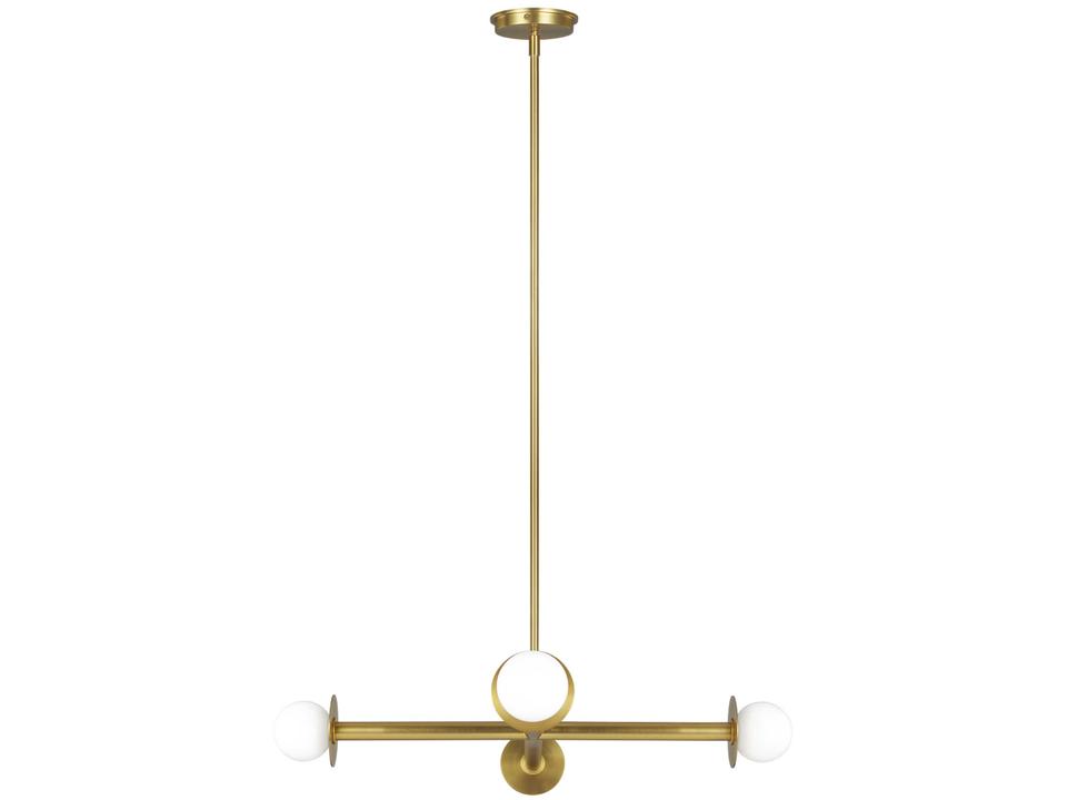 4-Light Nodes Chandelier in Burnished Brass