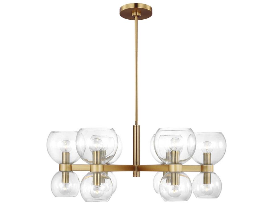 6-Light Londyn Chandelier in Burnished Brass with Clear Glass