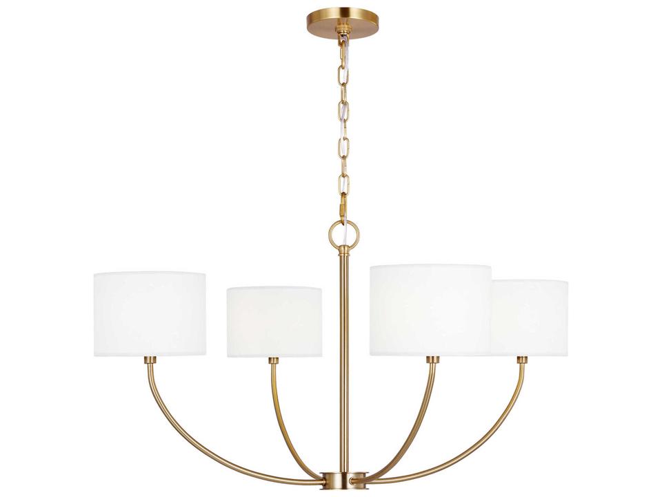 4-Light Sawyer Chandelier in Burnished Brass with Fabric Shades