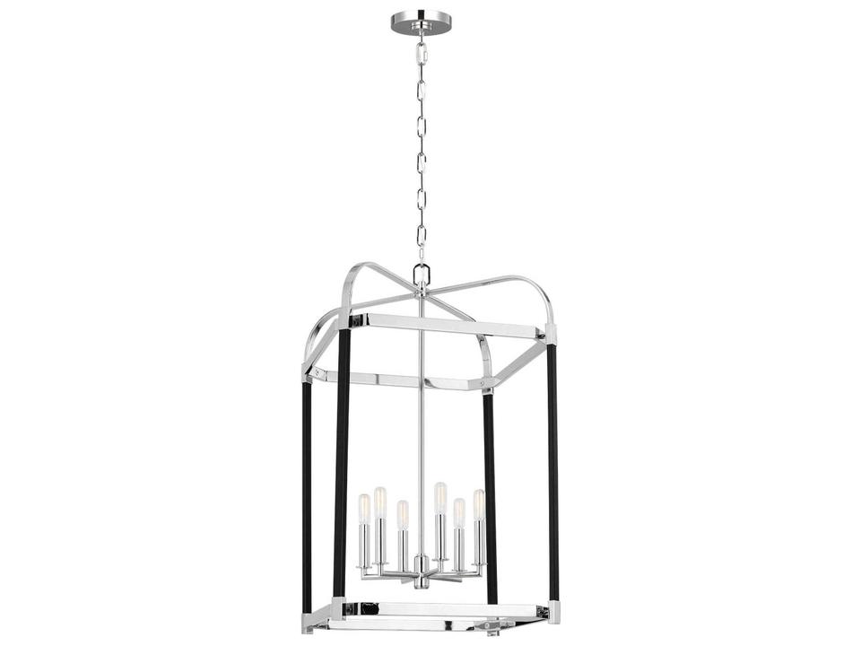 6-Light Hadley Lantern Chandelier in Polished Nickel