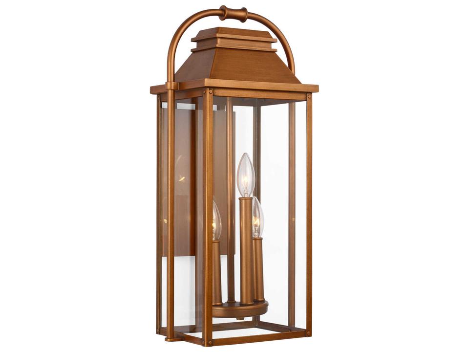Wellsworth 3-Light Outdoor Wall Lantern in Natural Copper