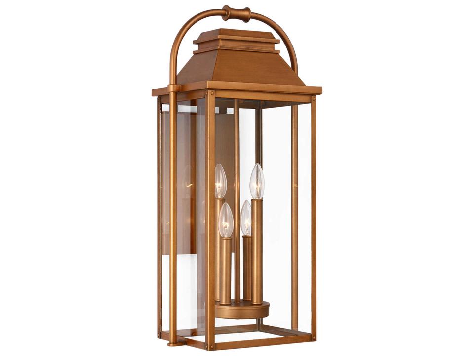 Wellsworth 4-Light Outdoor Wall Lantern in Natural Copper