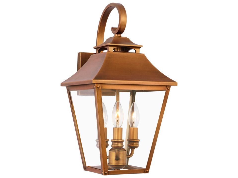 Galena 3-Light Outdoor Wall Lantern in Natural Copper