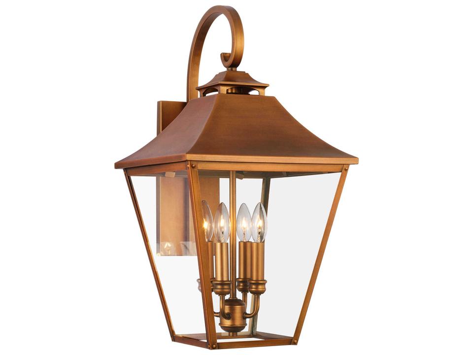 Galena 4-Light Outdoor Wall Lantern in Natural Copper