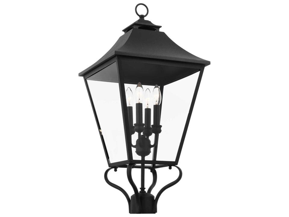 Galena 4-Light Outdoor Post Lantern in Textured Black
