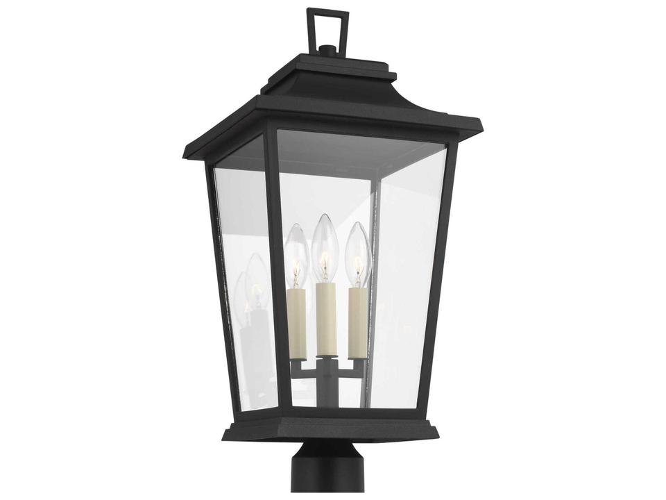 Warren 3-Light Outdoor Post Lantern in Textured Black
