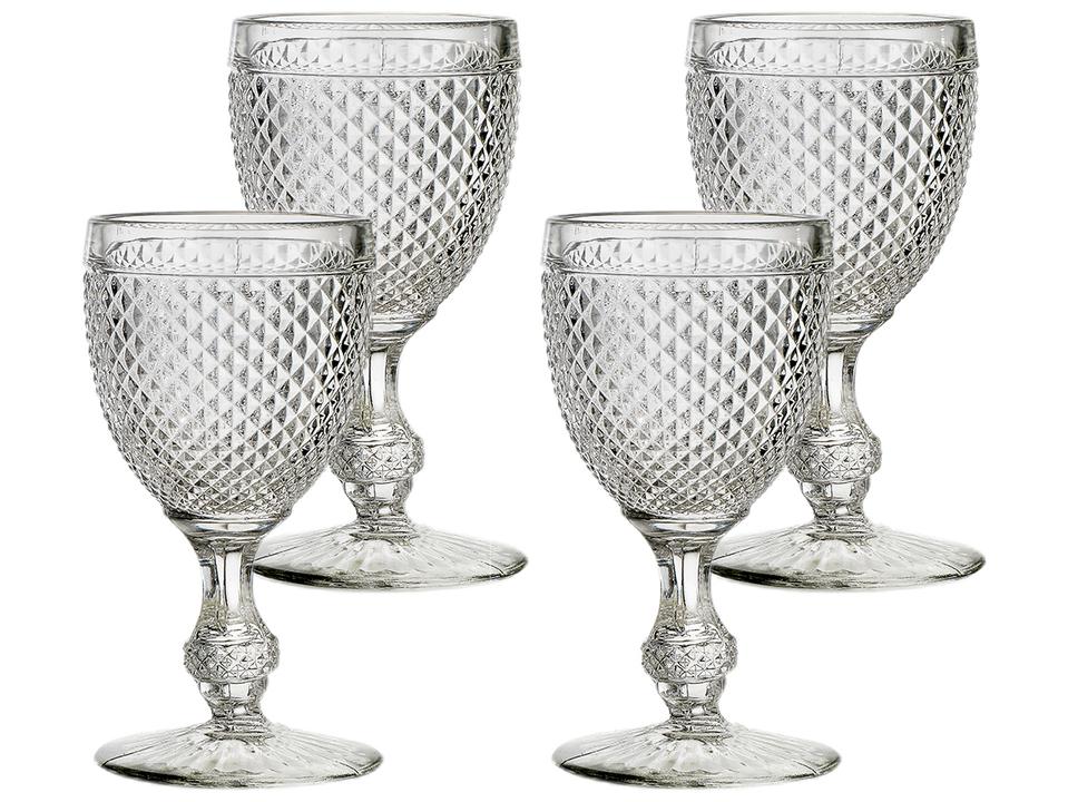 Bicos Set of 4 Clear Pressed Glass Water Goblets