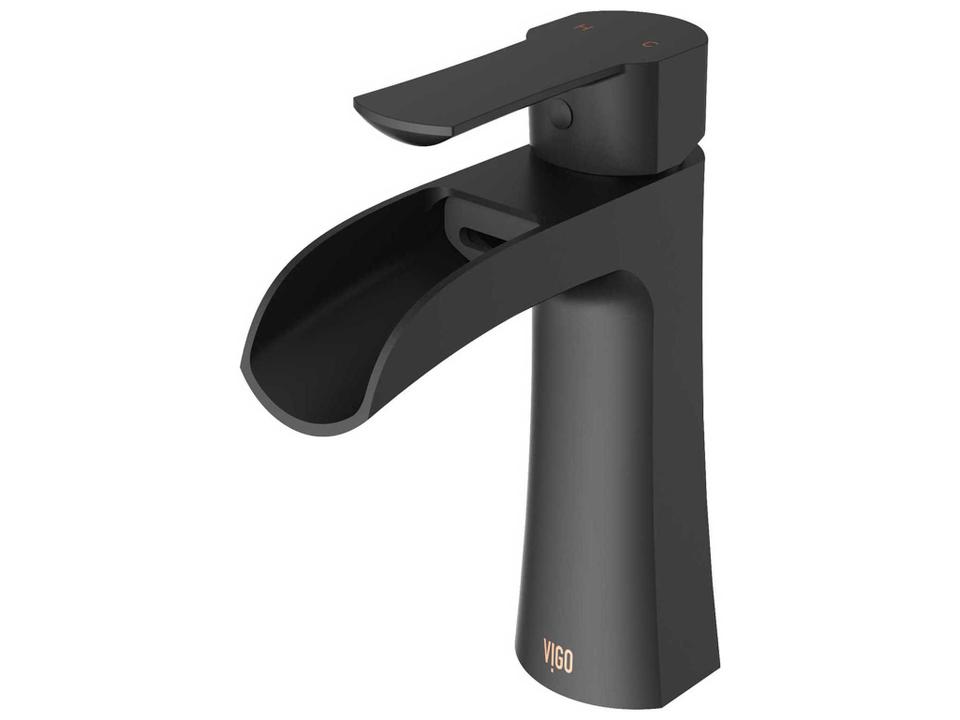 Paloma Single Handle Single-Hole Waterfall Bathroom Faucet in Matte Black