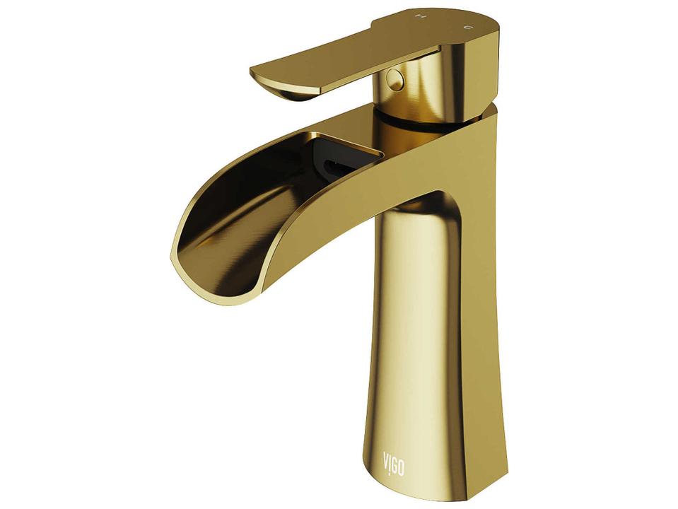 Paloma Single Handle Waterfall Bathroom Faucet in Matte Brushed Gold