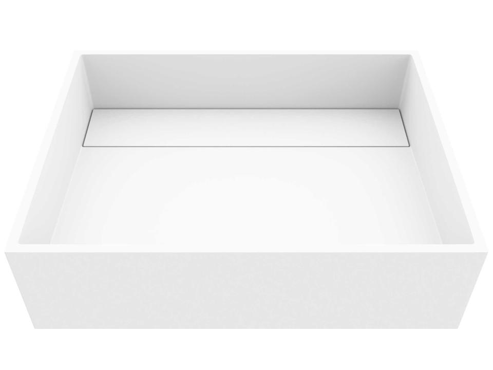 Montauk Rectangular Matte Stone Vessel Bathroom Sink in Matte White