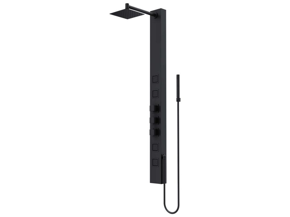Sutton 4-Jet Shower Panel System with Adjustable Square Rainfall Head and Hand Shower Wand