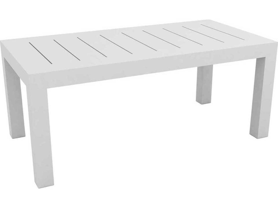 Jut White Matte Resin Rectangular Dining Table