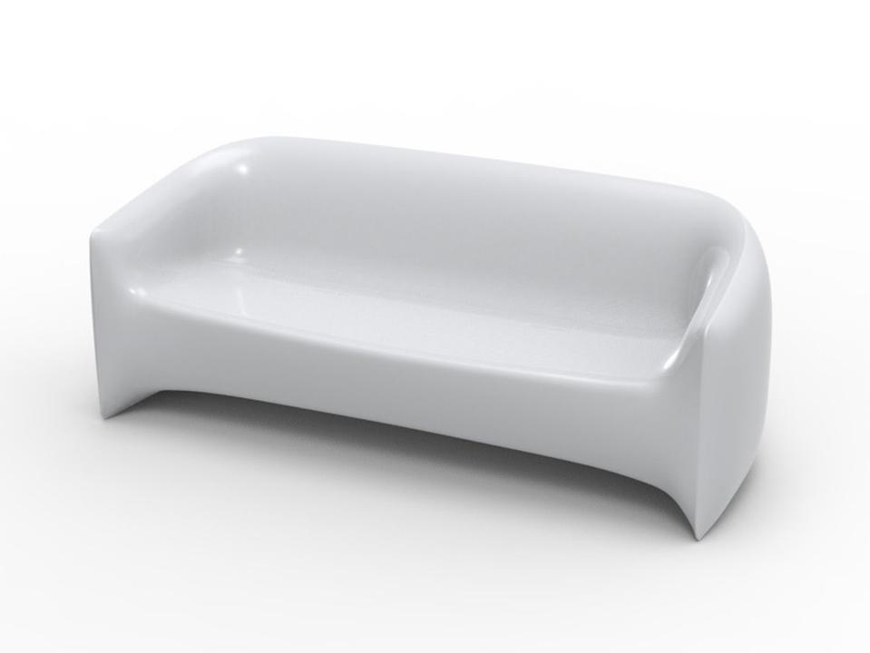 Vondom Blow 3-Seat Rotational Molded Polyethylene Sofa in White Matte