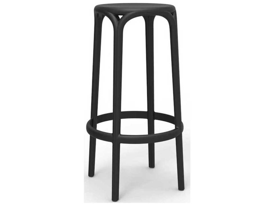 Vondom Brooklyn Modern Polypropylene Bar Stool in Matte Black Set of 4
