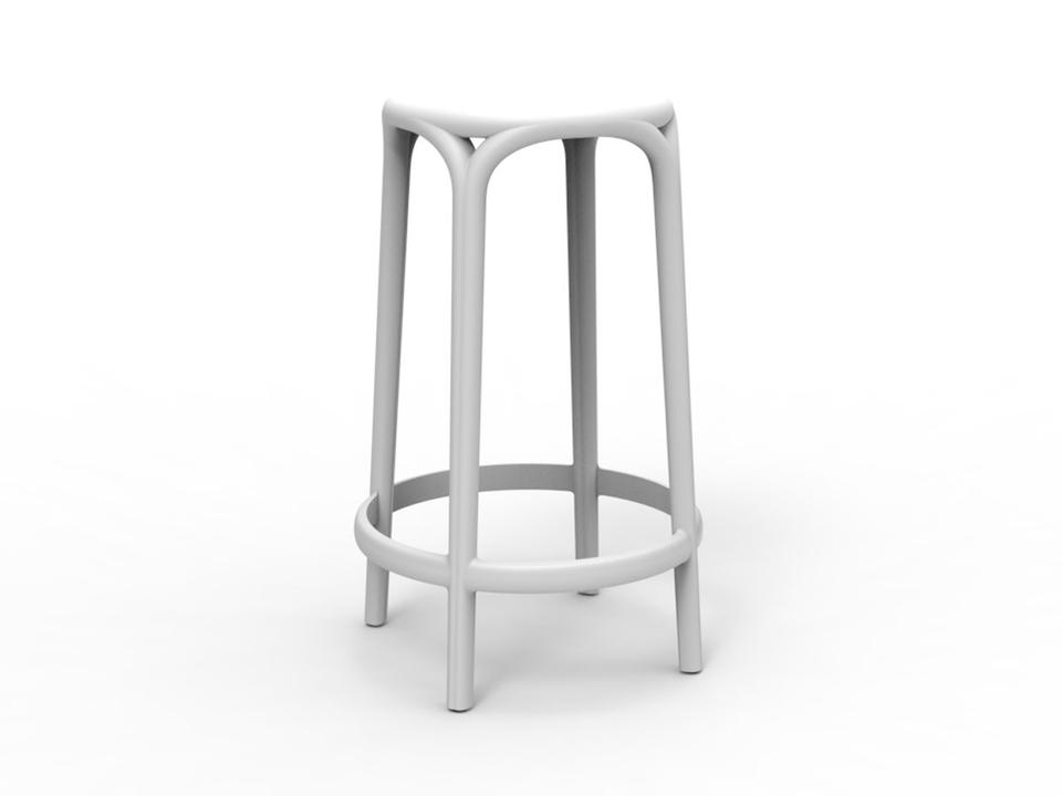 Vondom Brooklyn Recyclable Polyethylene Counter Stool in White Matte Set of 4