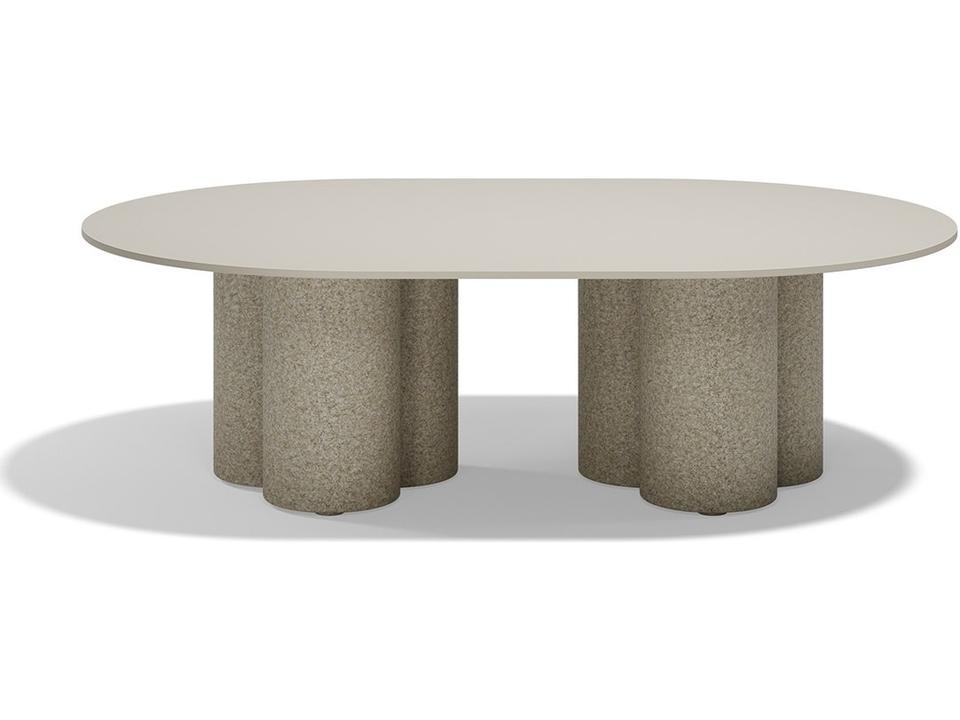 Mel Hpl Granite Ecru Polypropylene Oval Coffee Table