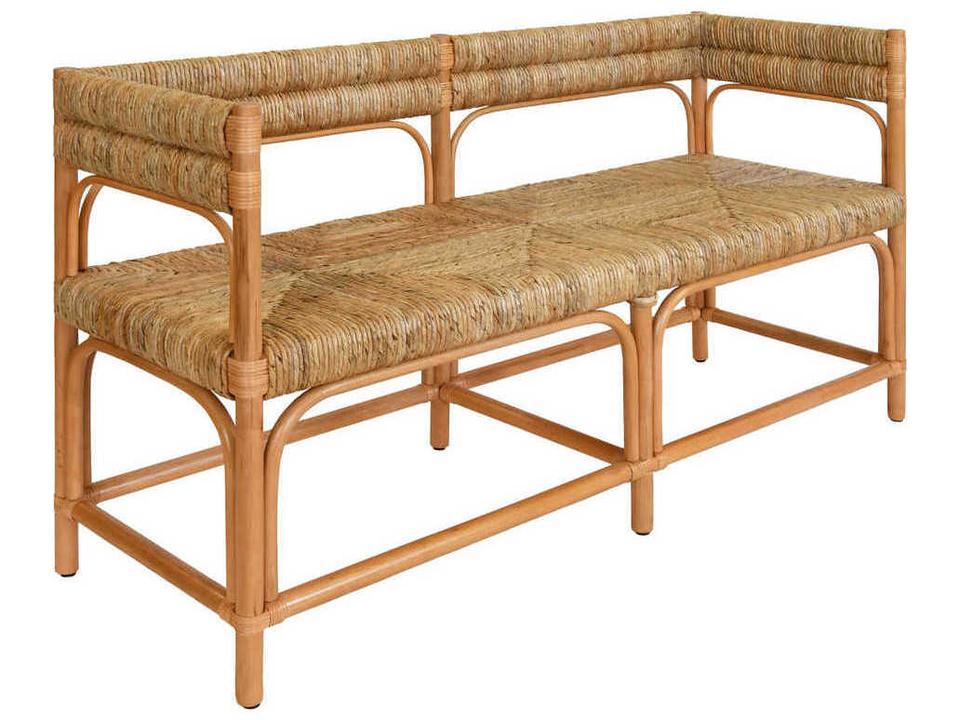 Ajax Rattan Bench with Seagrass Wrapped Seat