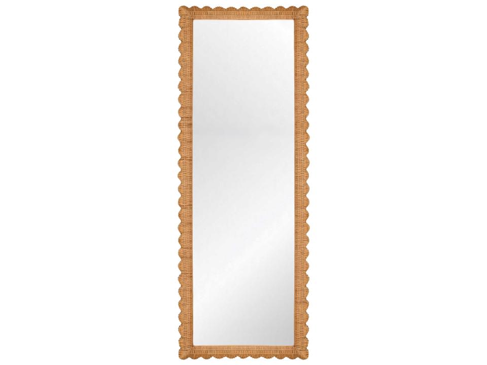 Britton Scalloped Rattan Floor Mirror
