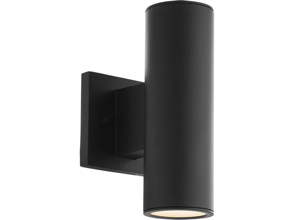 Cylinder 10-Inch 2-Light Integrated LED Outdoor Wall Sconce in Black with Die-Cast Aluminum