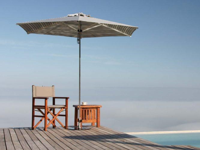 Woodline Swift 8 Foot Hexagon Stainless Steel Pulley Lift Umbrella
