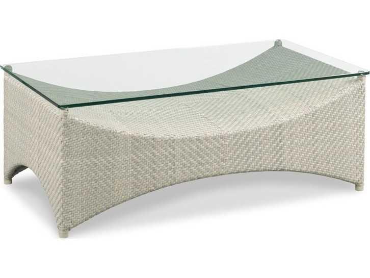 Saint Lucia Floral Gray Wicker Rectangular Coffee Table
