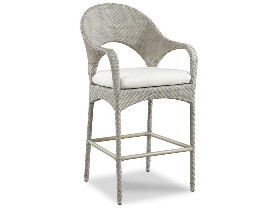 Ventana Outdoor Bar Stool in Floral Gray with Sunbrella Cushion
