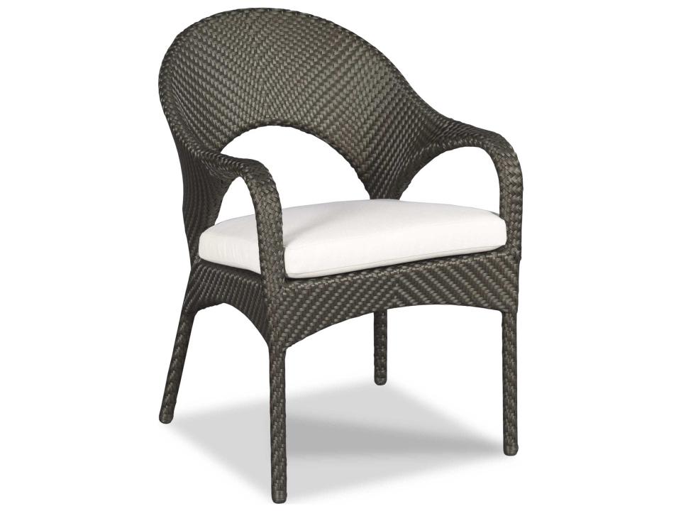 Saint Lucia Espresso Aluminum Wicker Cushion Dining Chair