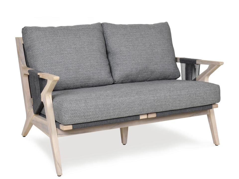 Woodbridge Furniture Bellevue Outdoor 2-Seat Loveseat in Weathered Teak