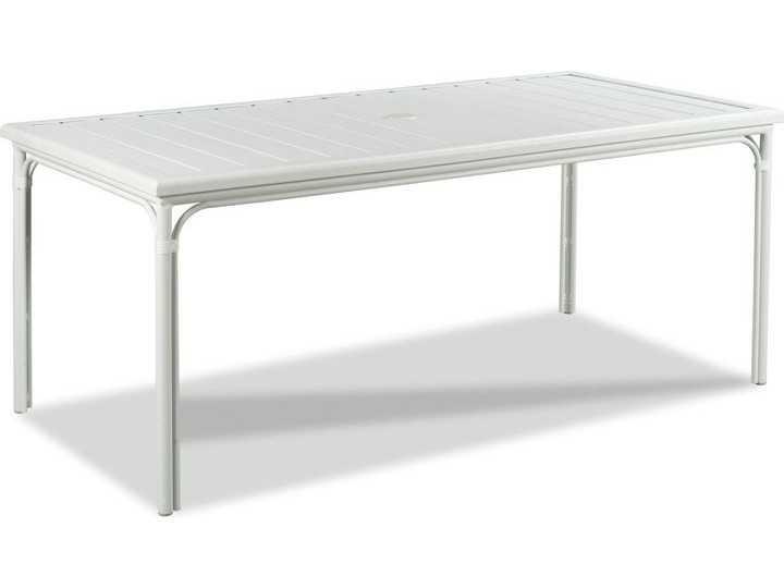 Carlyle Cloud White Aluminum Rectangular Umbrella Hole Dining Table
