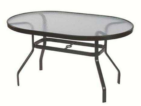 Windward Glass Top Aluminum Oval Dining Table