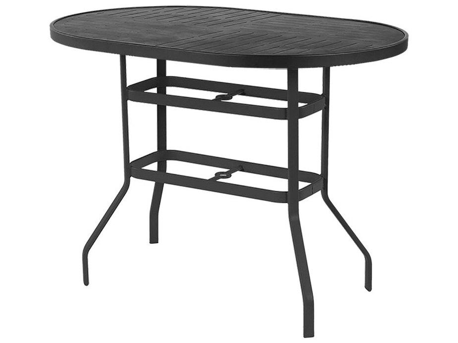 Napa Punched Aluminum Oval Outdoor Counter Table with Umbrella Hole