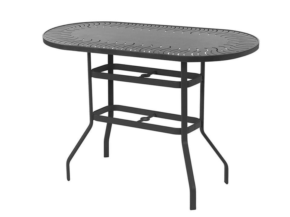 Sunburst Oval Outdoor Patio Counter Table with Umbrella Hole