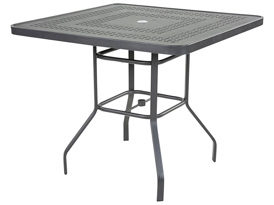 Napa Punched Aluminum Square Balcony Table with Umbrella Hole