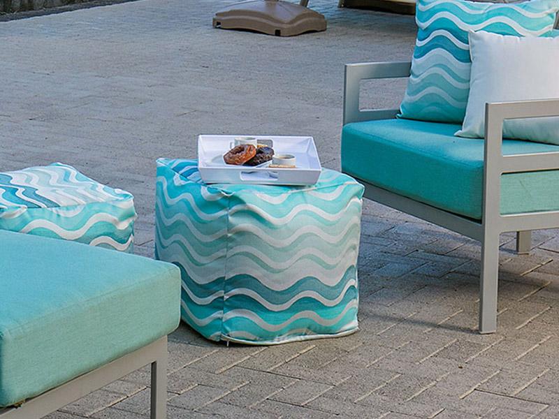 Poufs Fabric Cushion Outdoor Lounge Set