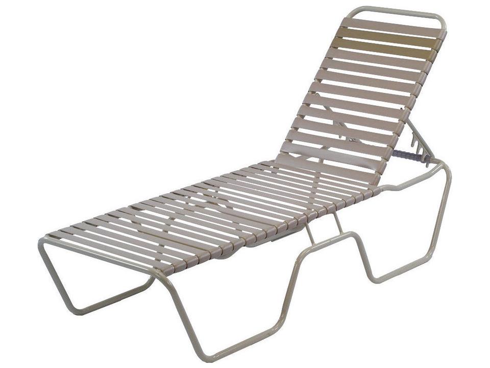 Country Club Strap Aluminum Armless Chaise Lounge