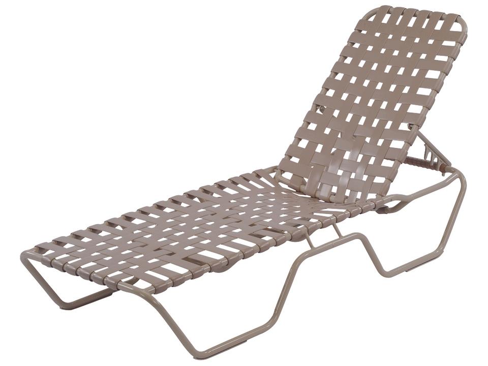 Country Club Strap Aluminum Skids Chaise Lounge Cross Weave