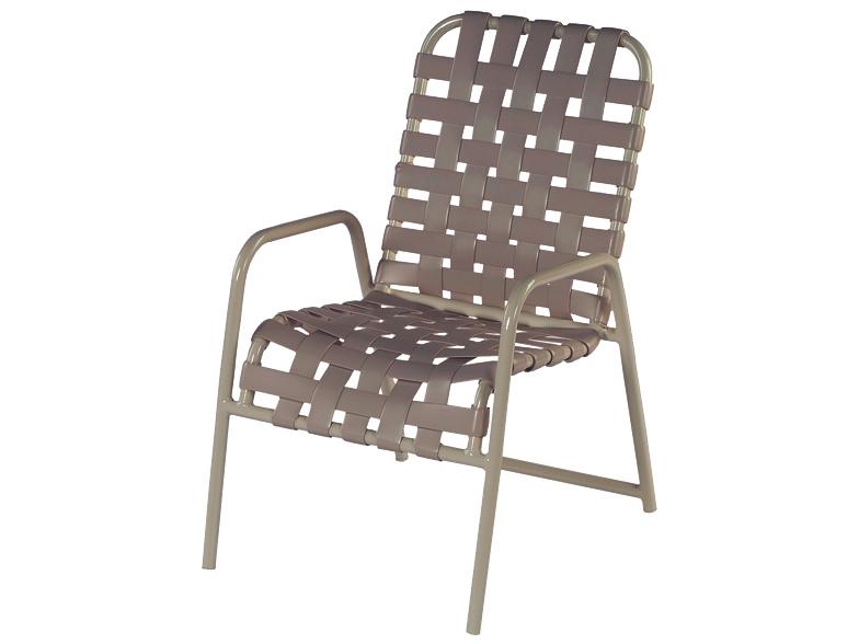 Country Club Cross Weave Aluminum Strap Dining Armchair