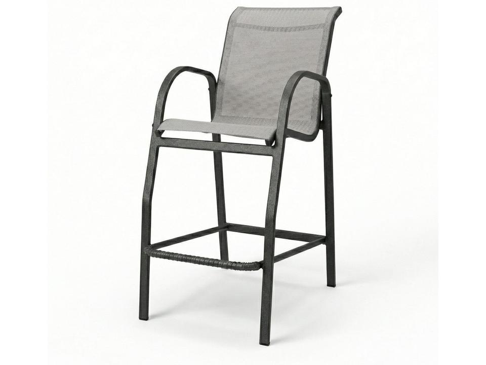 Ocean Breeze Sling Aluminum Patio Bar Chair with Arms