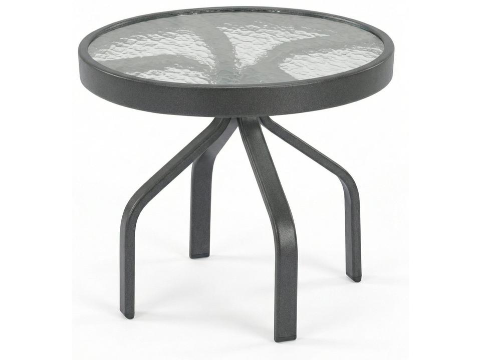 Windward Design Glass Top Aluminum Round Side Table 24 Inch