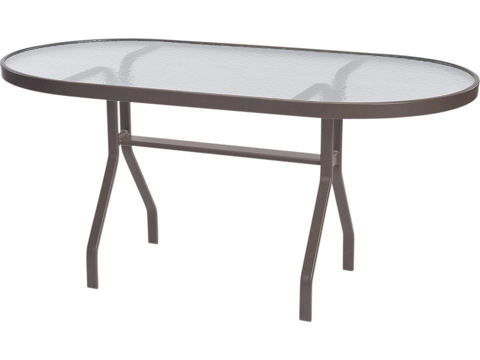 Glass Top 60x30 Inch Oval Aluminum Dining Table