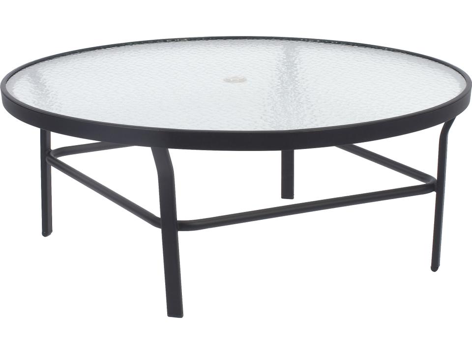Windward Glass Top 36 Inch Round Aluminum Coffee Table