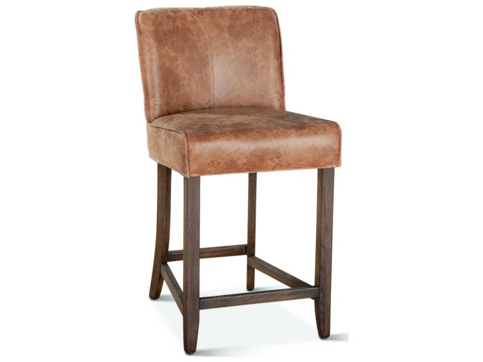 Avery Natural Leather Birch Wood Counter Stool