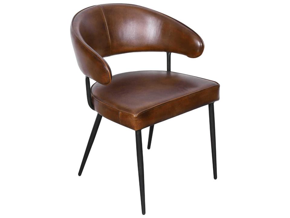 Brisbane Leather Arm Dining Chair Washed Chestnut