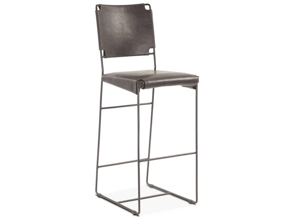 Melbourne Powder Coated Black Leather Counter Stool